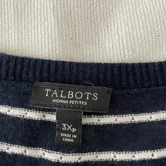 Talbots Petite Sweater 3XP Lightweight Striped Mature Preppy Classic Nautical - Picture 3 of 5